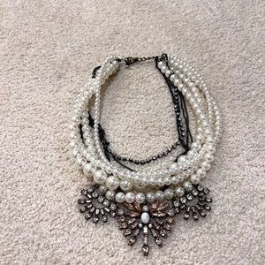 Baublebar Pearl and Pink Rhinestone Statement Necklace